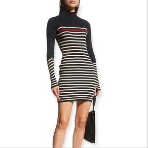 RAG & BONE Cashmere & Cotton Blend High Neck Striped Sweater Knit Dress